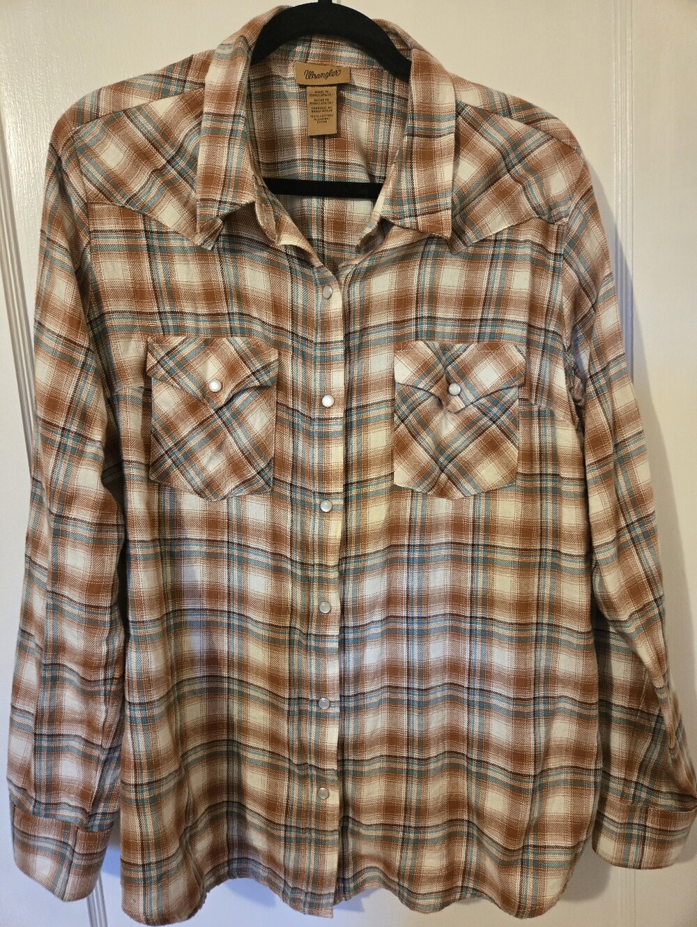 WOMENS WRANGLER LONG SLEEVE BUTTON UP FLANNEL XL